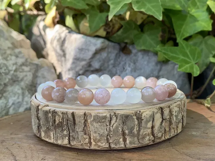 Bracelet pierre de lune multicolore naturelle Pierre de lune naturelle pour le travail onirique