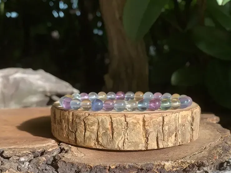 Bracelet en fluorine naturelle — perles 6 mm