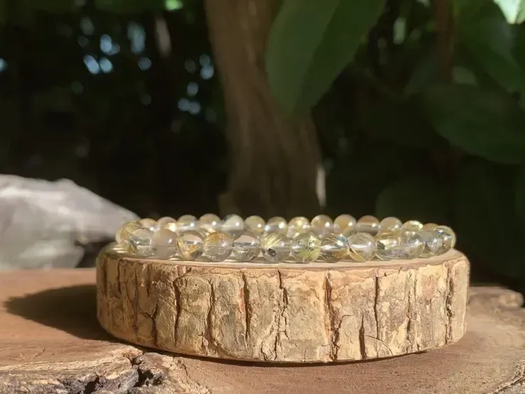 Bracelet quartz rutilé naturel, grade AAA