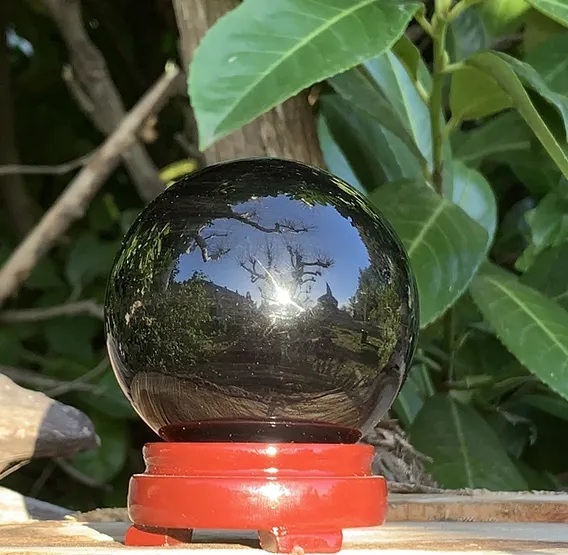 Sphère obsidienne noire naturelle — Le Temple Zen bijoux