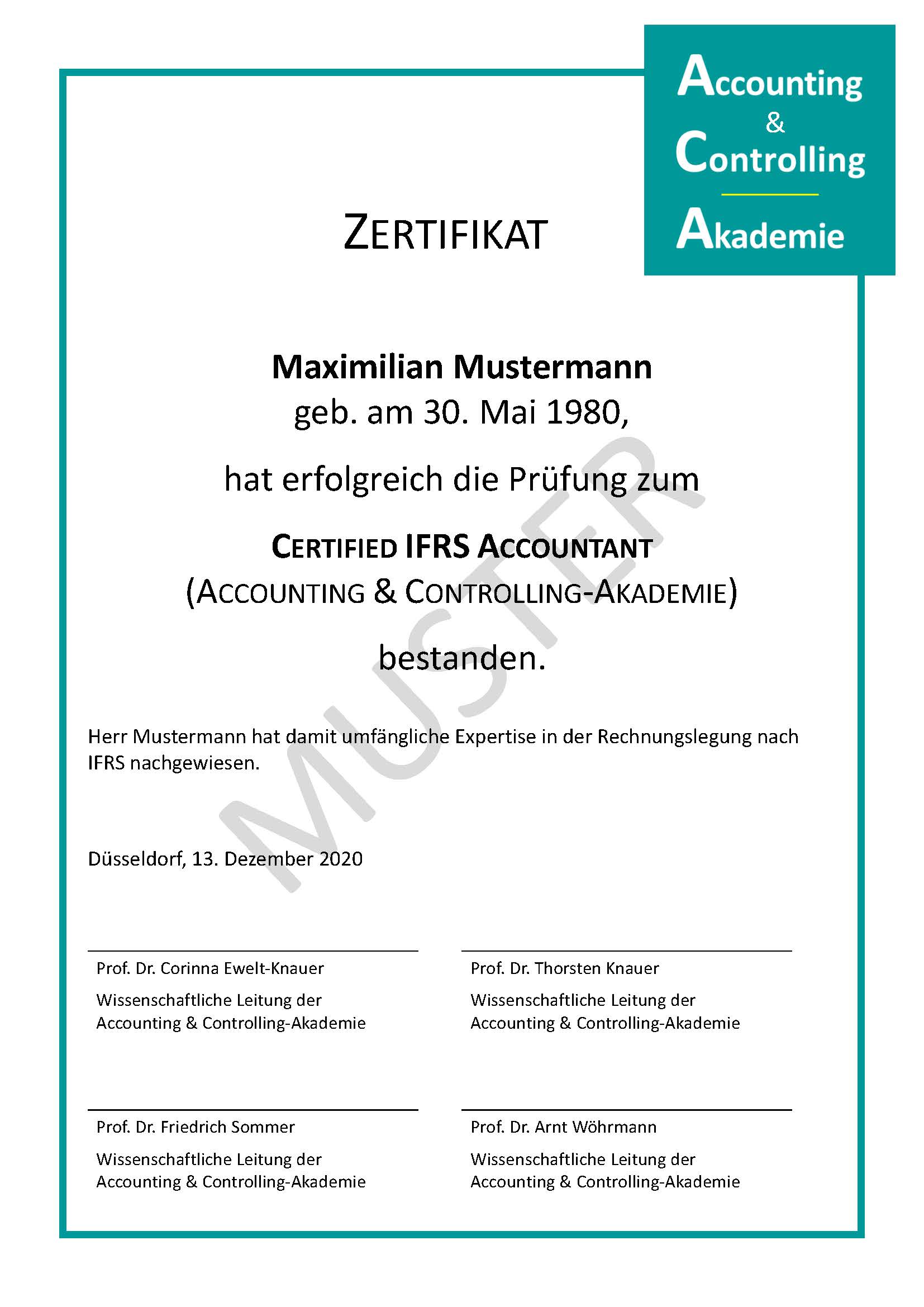 Musterzertifikat Zertifikat