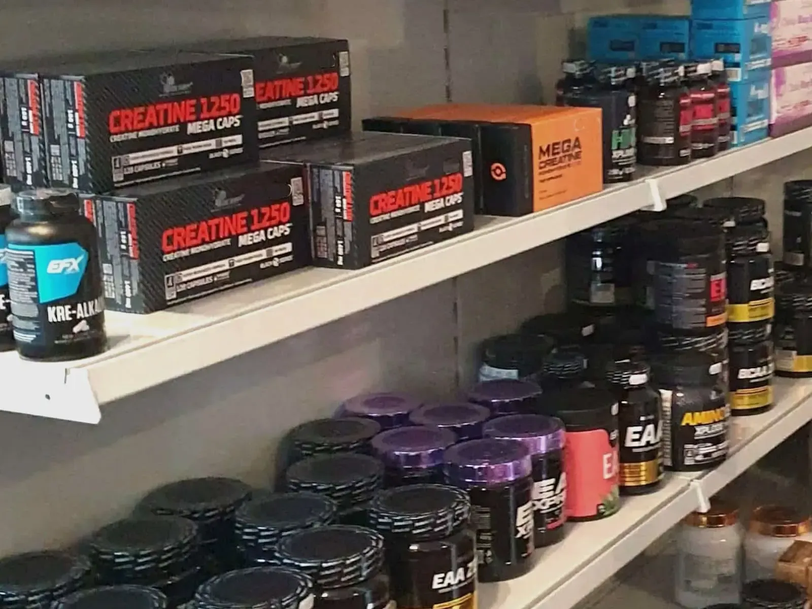 Regal mit Krealkalyn, ESN EAAs und HMB