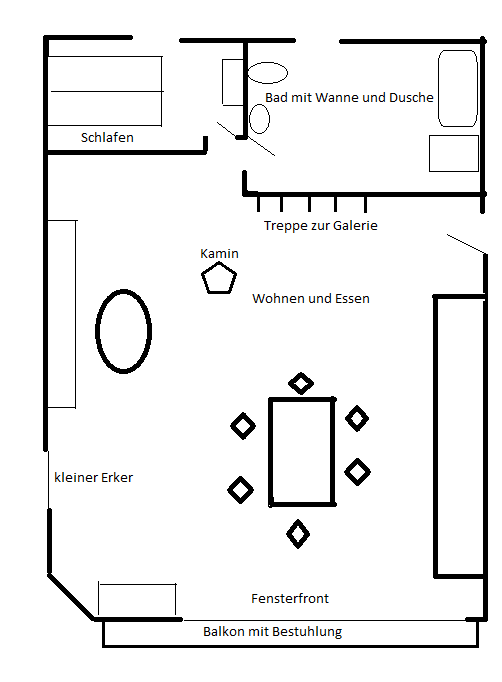 Grundriss der Ferienwohnung Panorama, erste Ebene