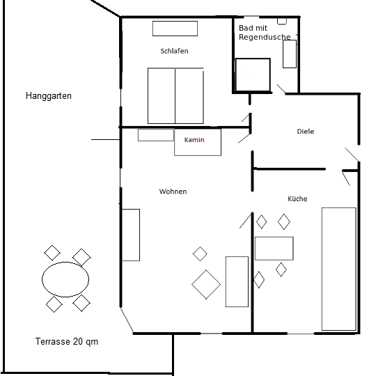 Grundriss Ferienwohnung Harmonie 2 Zimmer Wohnung