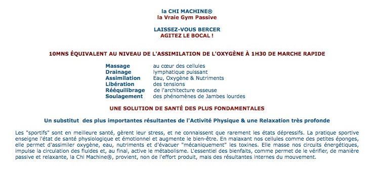 Texte explicatif sur la Chi Machine : laissez-vous bercer, agitez le bocal §