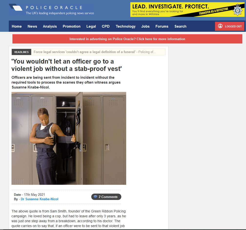 Susanne'a article on Police Oracle