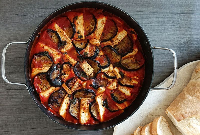 Auberginenauflauf mit Halloumi Auberginenauflauf mit Halloumi
