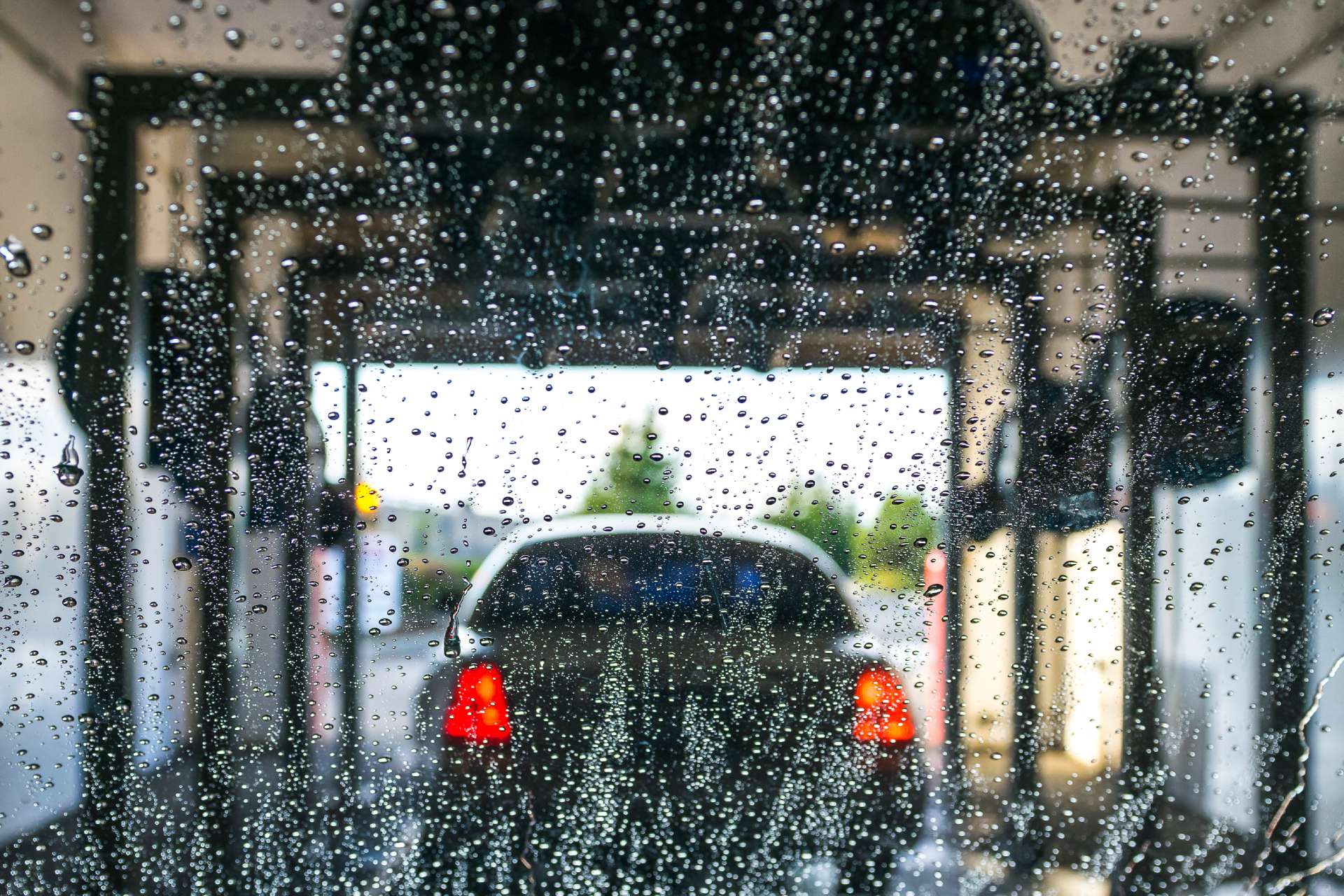 a car going through a car wash
