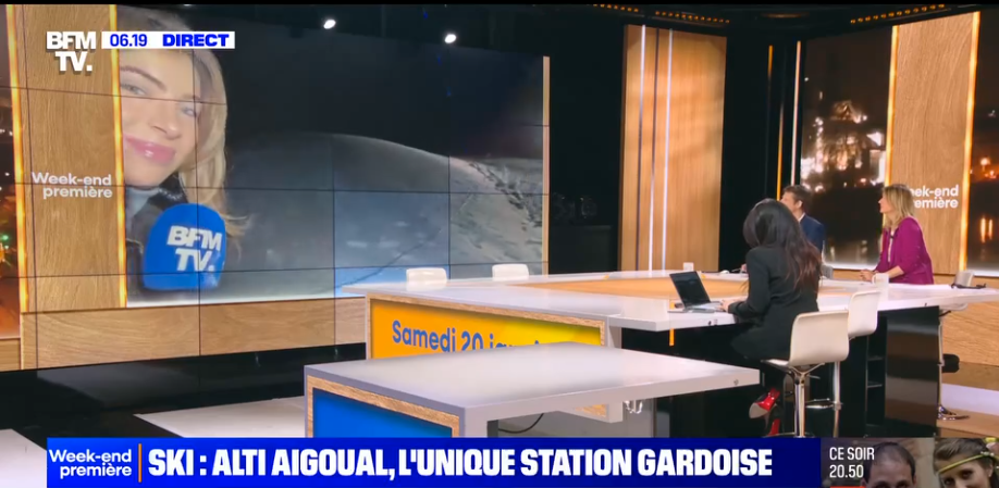 Station alti aigoual en direct dans les médias avec Noemie Wira venue pour BFM TV