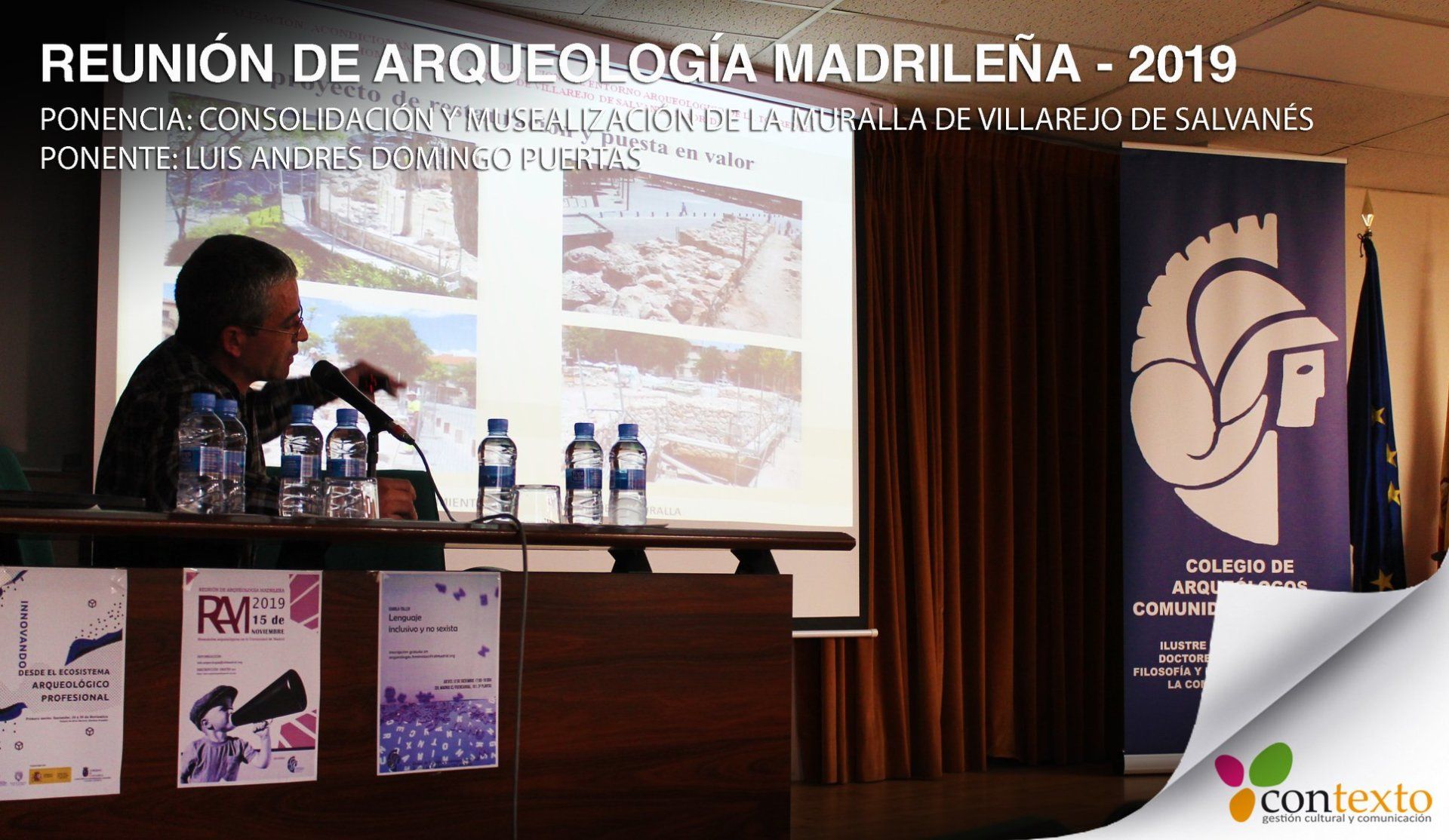 Luis Andrés Domingo durante su intervención referida a la Muralla del Castillo de Villarejo de Salvanés (Madrid)