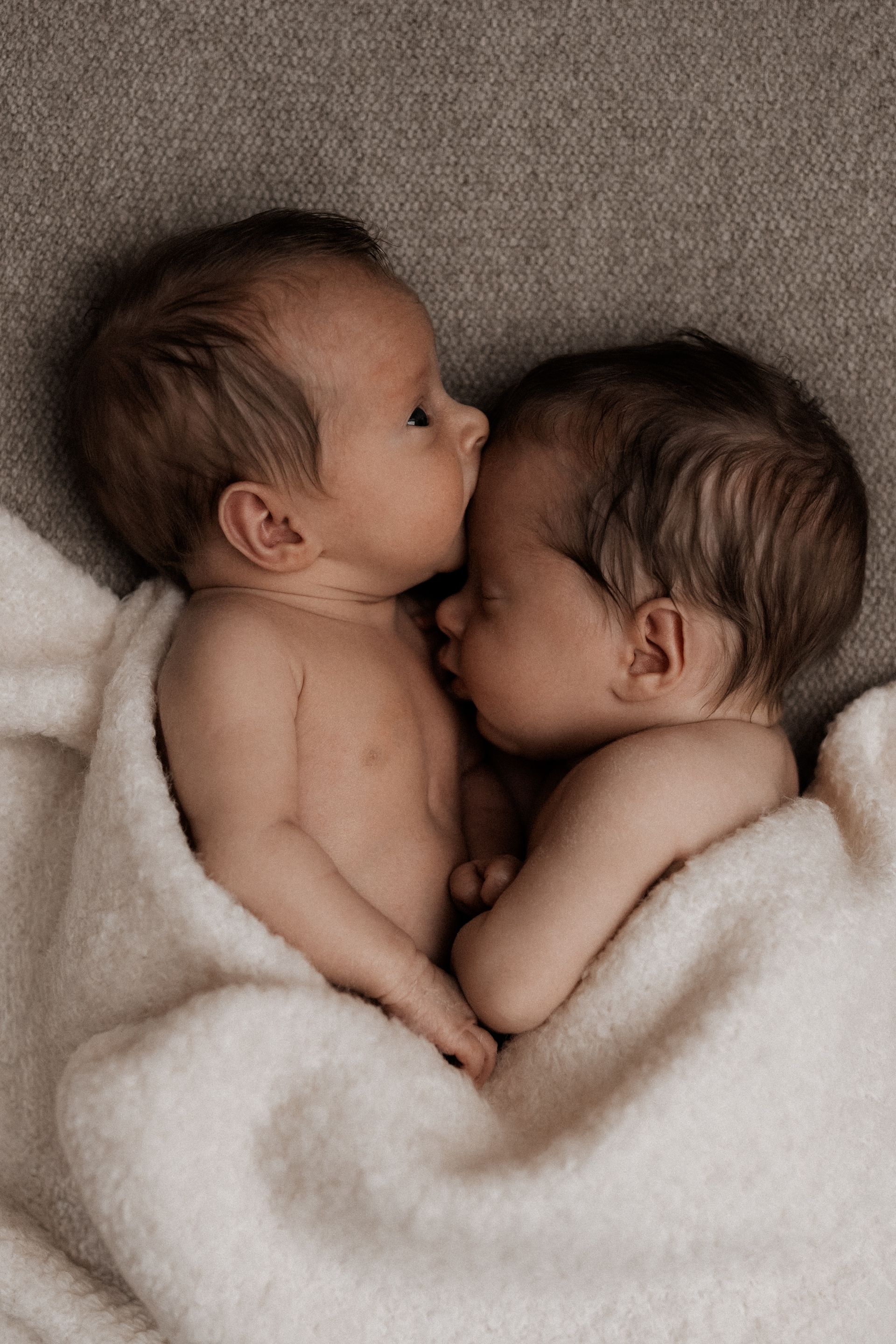 newbornshooting im studio schlafende zwillinge