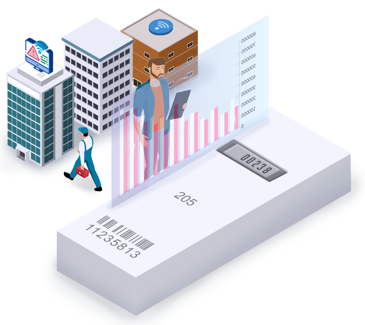 Ripartitore di calore servizio tecnico che analizza dati