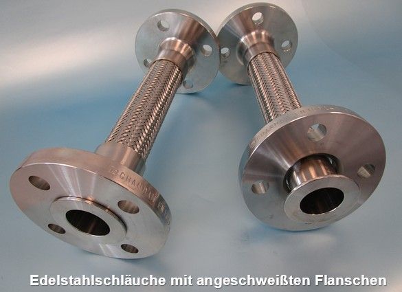 Edelstahlschläuche mit angeschweißten Fest- und Losflanschen Edelstahlschläuche mit Fest- und Losflanschen angeschweisst