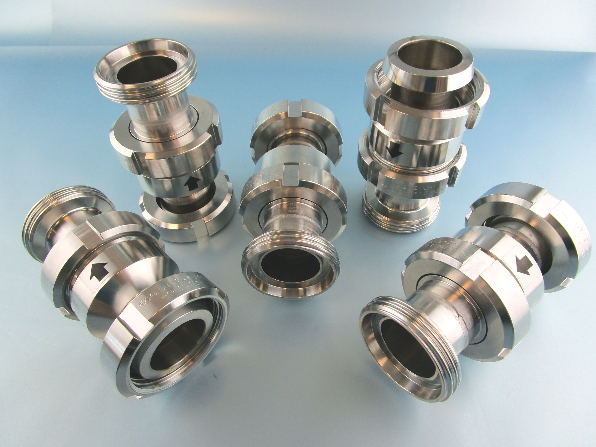 Tellerrückschlagventil Milchrohr DN10 bis DN100 IG_AG zum Leitungseinbau Tellerrückschlagventil Milchrohr DN10 bis DN100 IG_AG V2A AISI304 oder V4A AISI316