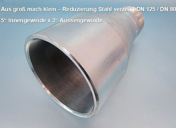 Reduzierung Stahl verzinkt DN125 DN80x5Zoll Reduzierung Stahl verzinkt DN125 DN80x5Zoll