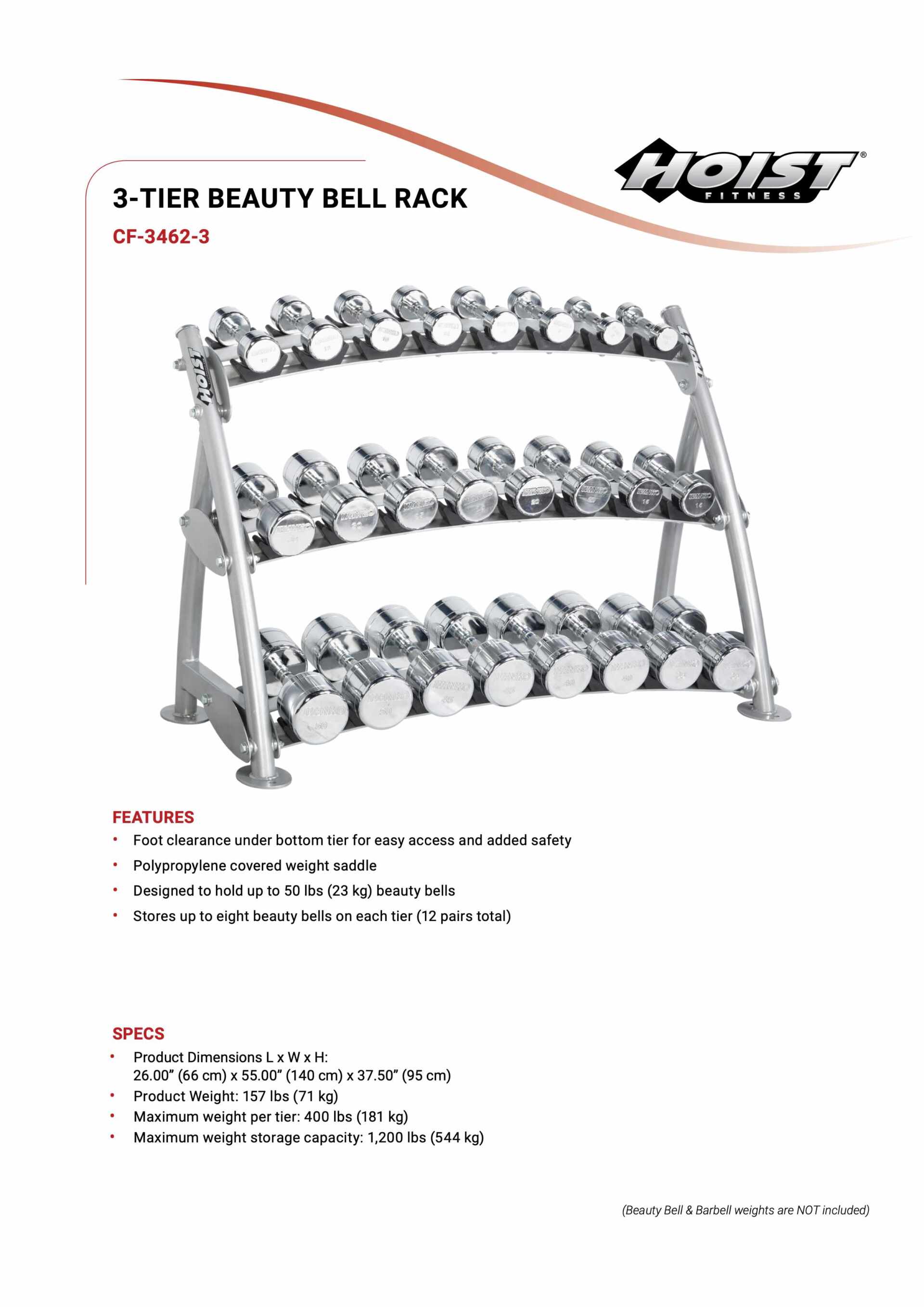 HOIST CF-3462-3 3-TIER HORIZONTAL BEAUTY BELL RACK SPECIFICATION SHEET HOIST CF-3462-3 3-TIER HORIZONTAL BEAUTY BELL RACK SPECIFICATION SHEET