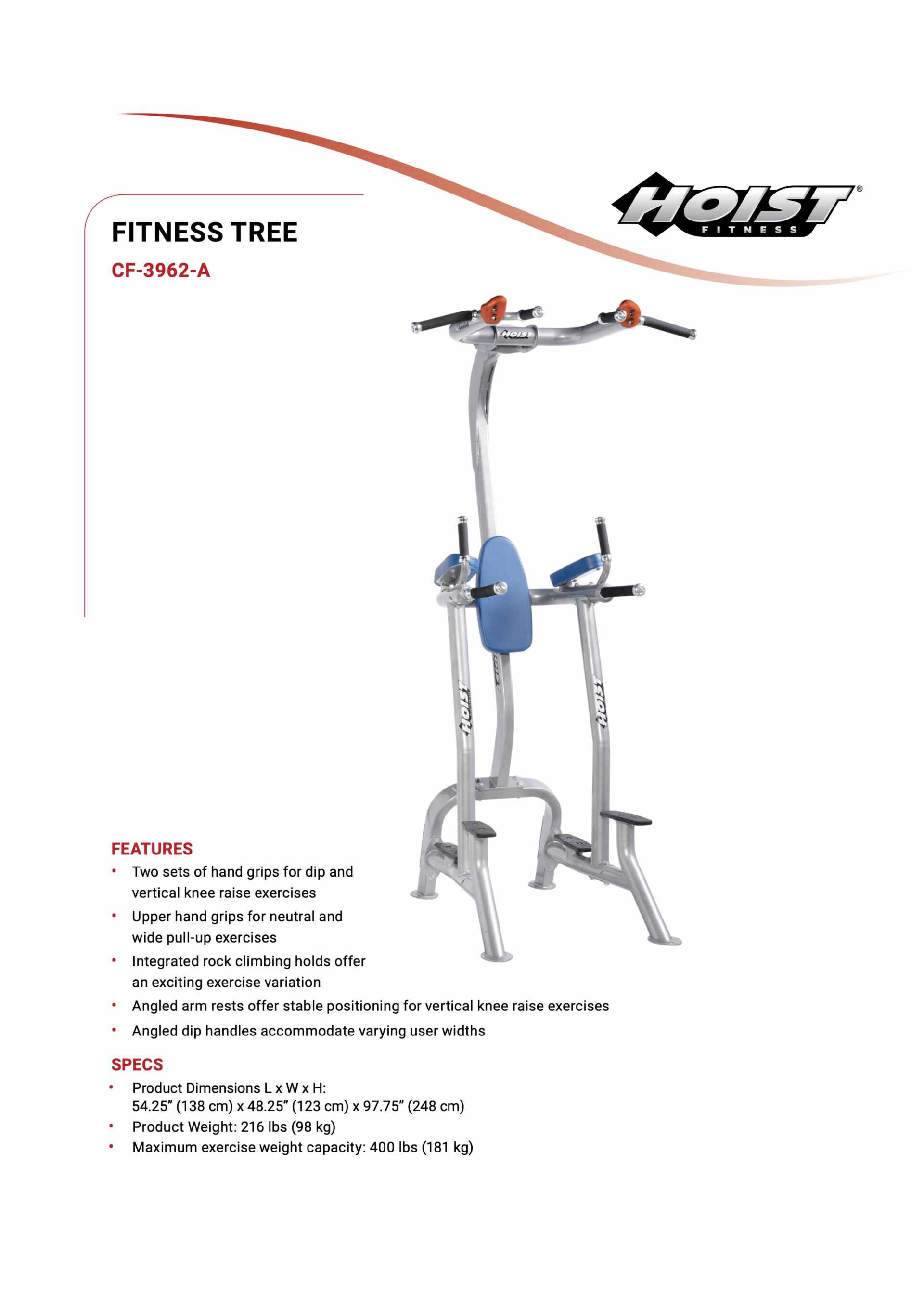 HOIST CF-3962-A FITNESS TREE SPECIFICATION SHEET HOIST CF-3962-A FITNESS TREE SPECIFICATION SHEET