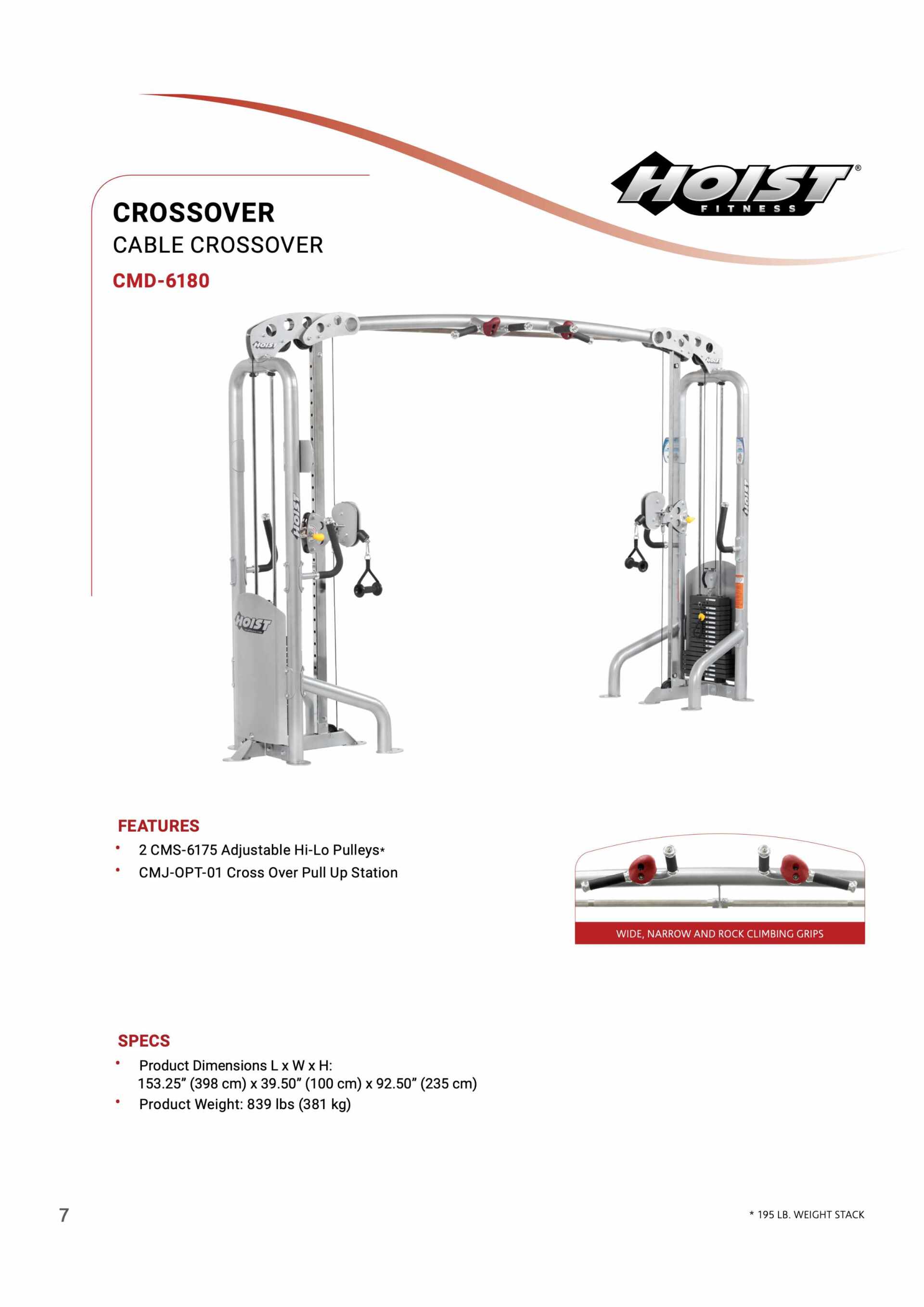 HOIST CMD-6180 MULTI-JUNGLE CABLE CROSSOVER SPECIFICATION SHEET HOIST CMD-6180 MULTI-JUNGLE CABLE CROSSOVER SPECIFICATION SHEET