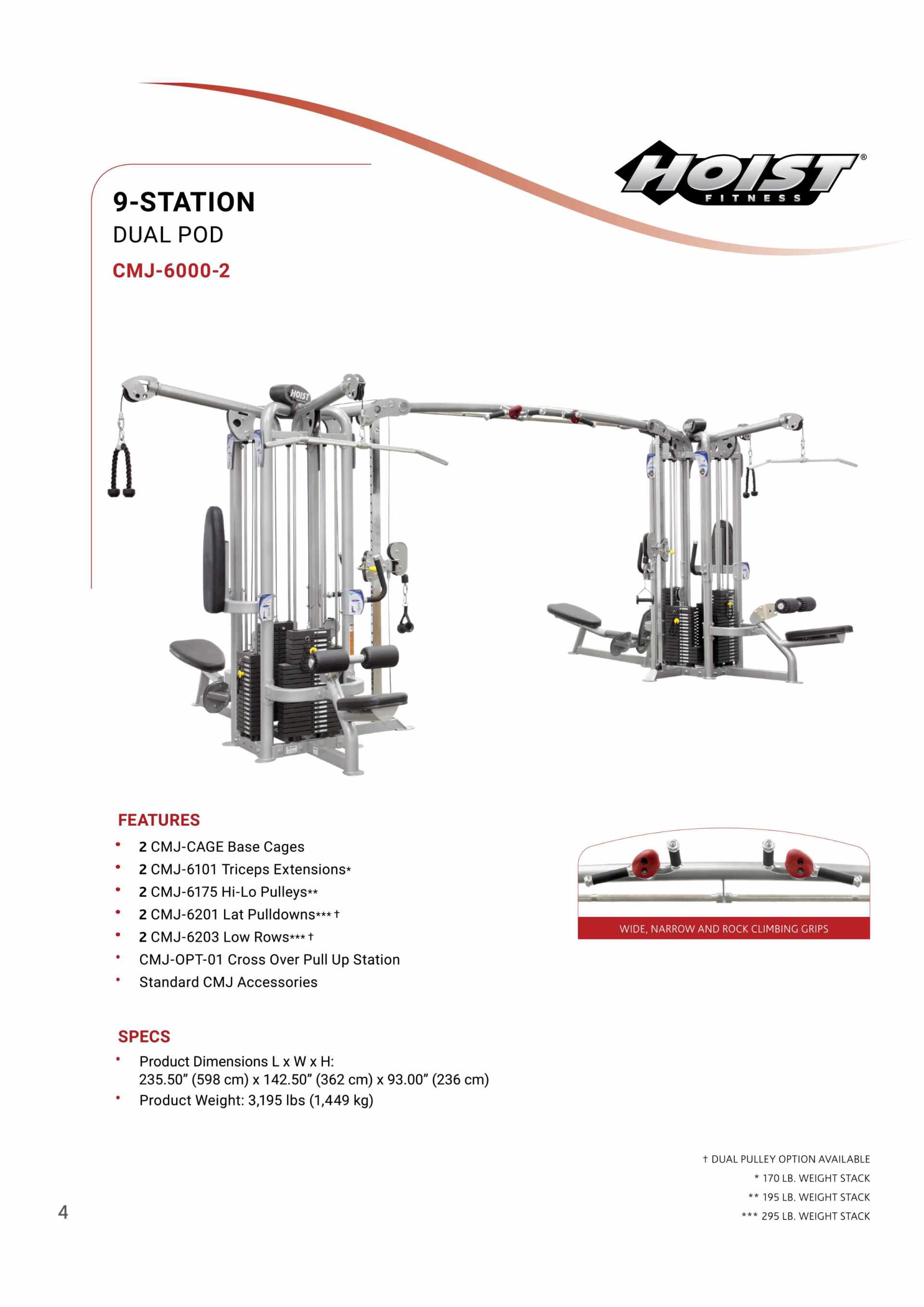 HOIST CMJ-6000-2 MULTI-JUNGLE 9 STATION DUAL POD SPECIFICATION SHEET HOIST CMJ-6000-2 MULTI-JUNGLE 9 STATION DUAL POD SPECIFICATION SHEET