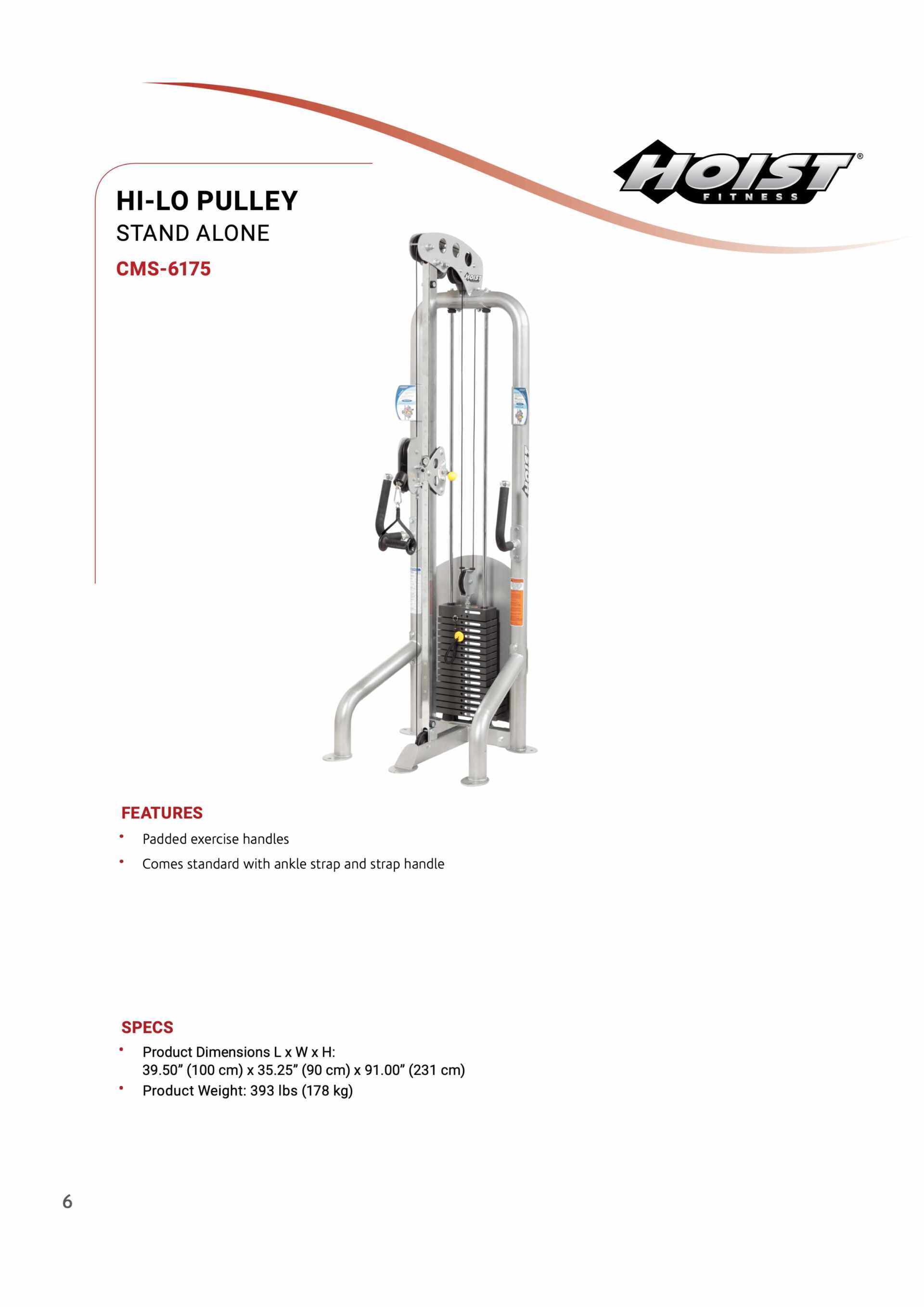 HOIST CMS-6175 STAND ALONE HI-LO PULLEY SPECIFICATION SHEET HOIST CMS-6175 STAND ALONE HI-LO PULLEY SPECIFICATION SHEET