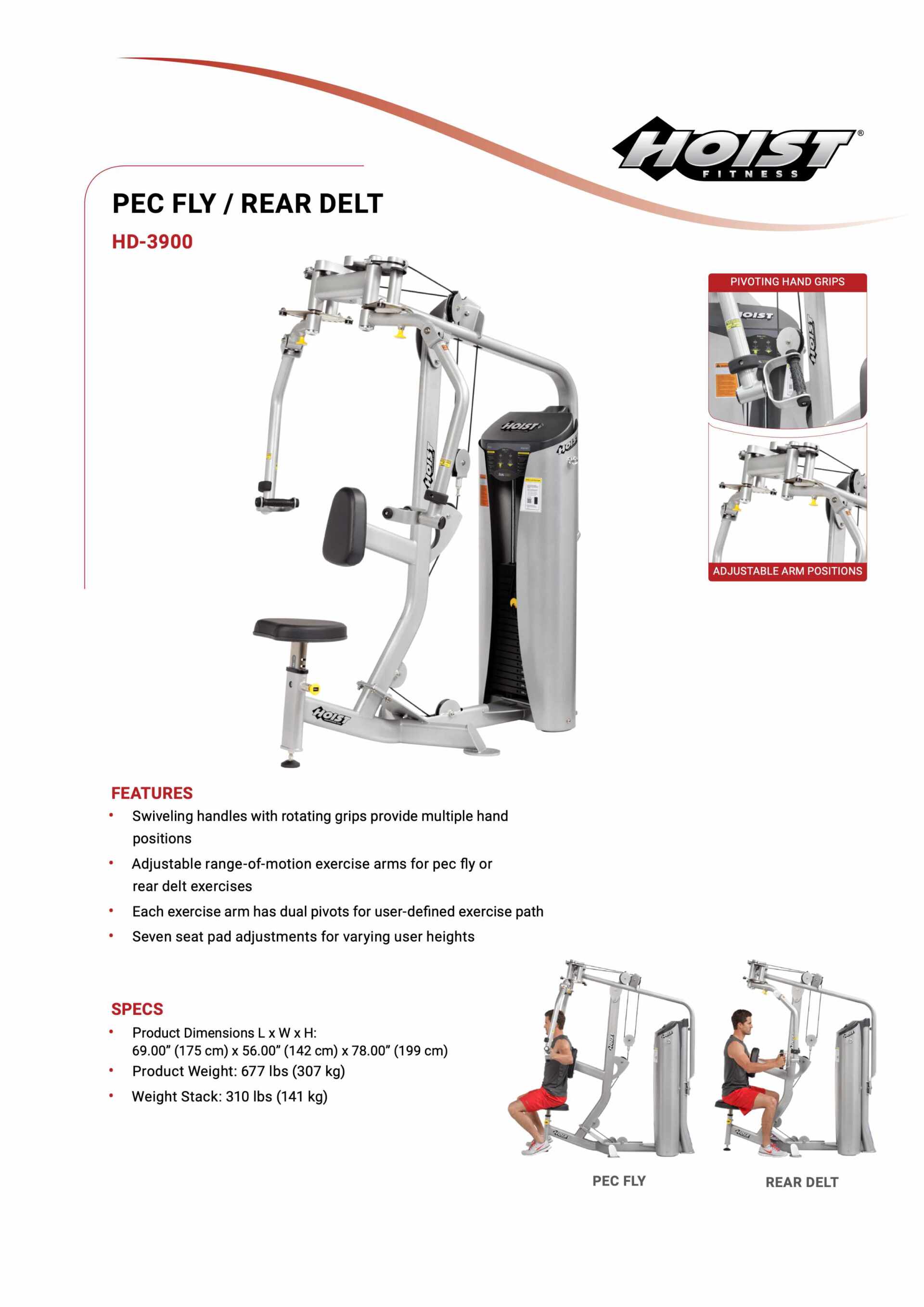 HOIST HD-3900 DUALS PEC FLY/REAR DELT SPECIFICATION SHEET HOIST HD-3900 DUALS PEC FLY/REAR DELT SPECIFICATION SHEET