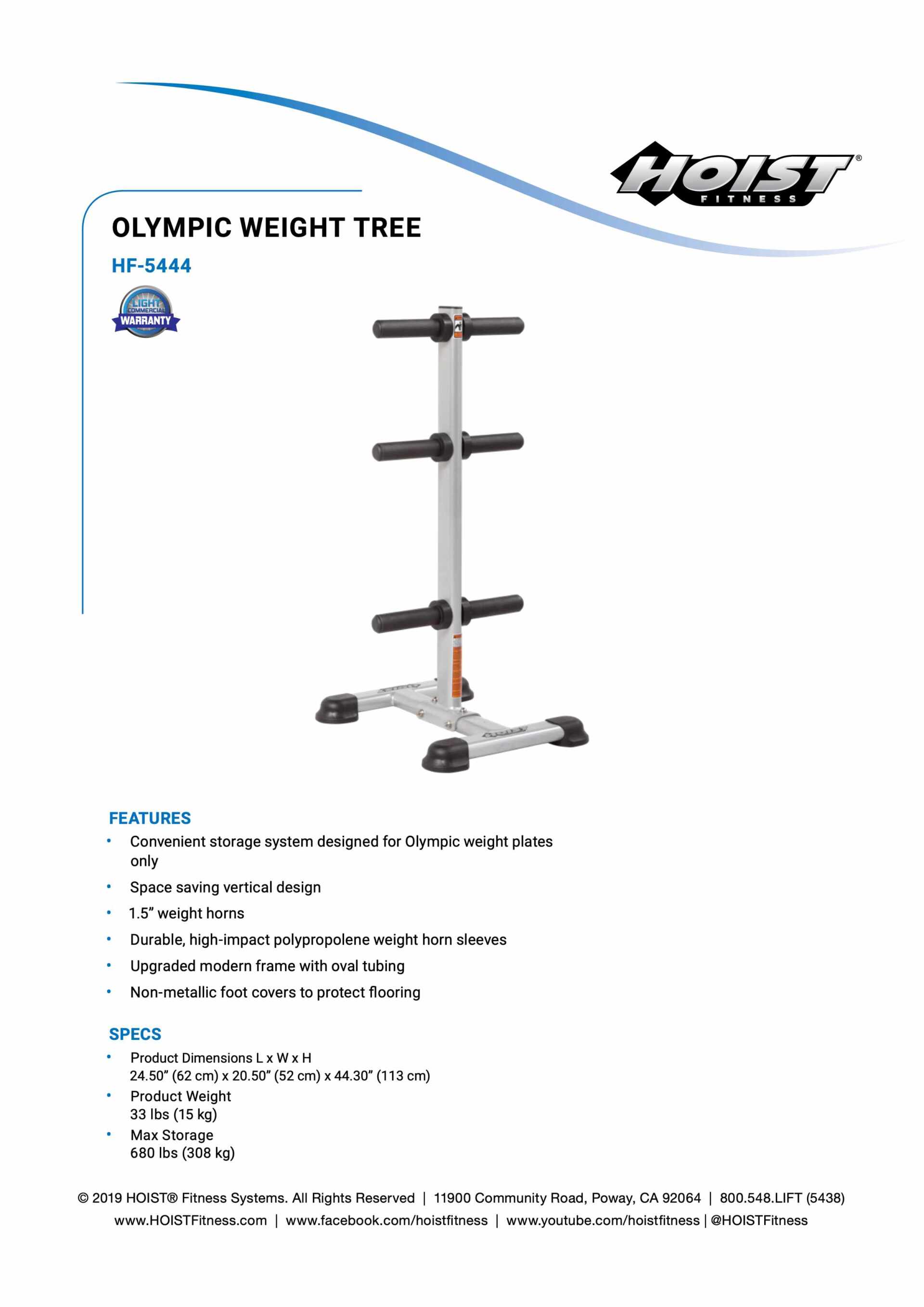 HOIST HF-5444 OLYMPIC WEIGHT TREE SPECIFICATION SHEET HOIST HF-5444 OLYMPIC WEIGHT TREE SPECIFICATION SHEET