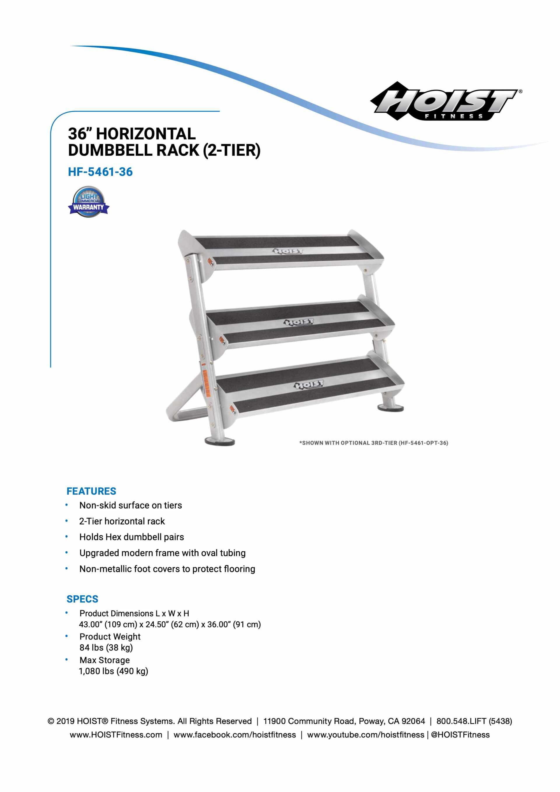 HOIST HF-5461 4FT 3 TIER DUMBBELL RACK SPECIFICATION SHEET HOIST HF-5461 4FT 3 TIER DUMBBELL RACK SPECIFICATION SHEET