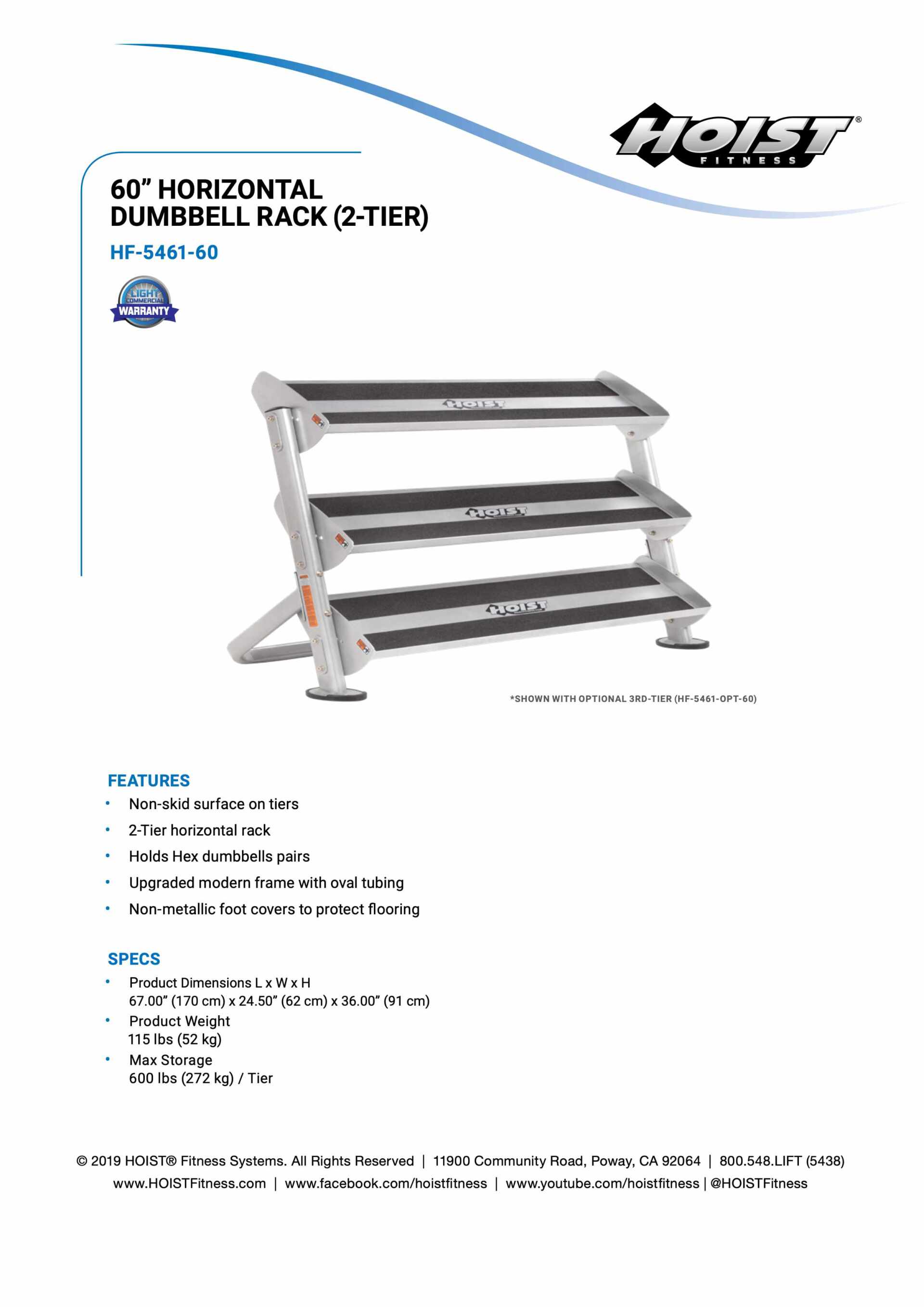 HOIST HF-5461 5FT 3 TIER DUMBBELL RACK SPECIFICATION SHEET HOIST HF-5461 5FT 3 TIER DUMBBELL RACK SPECIFICATION SHEET