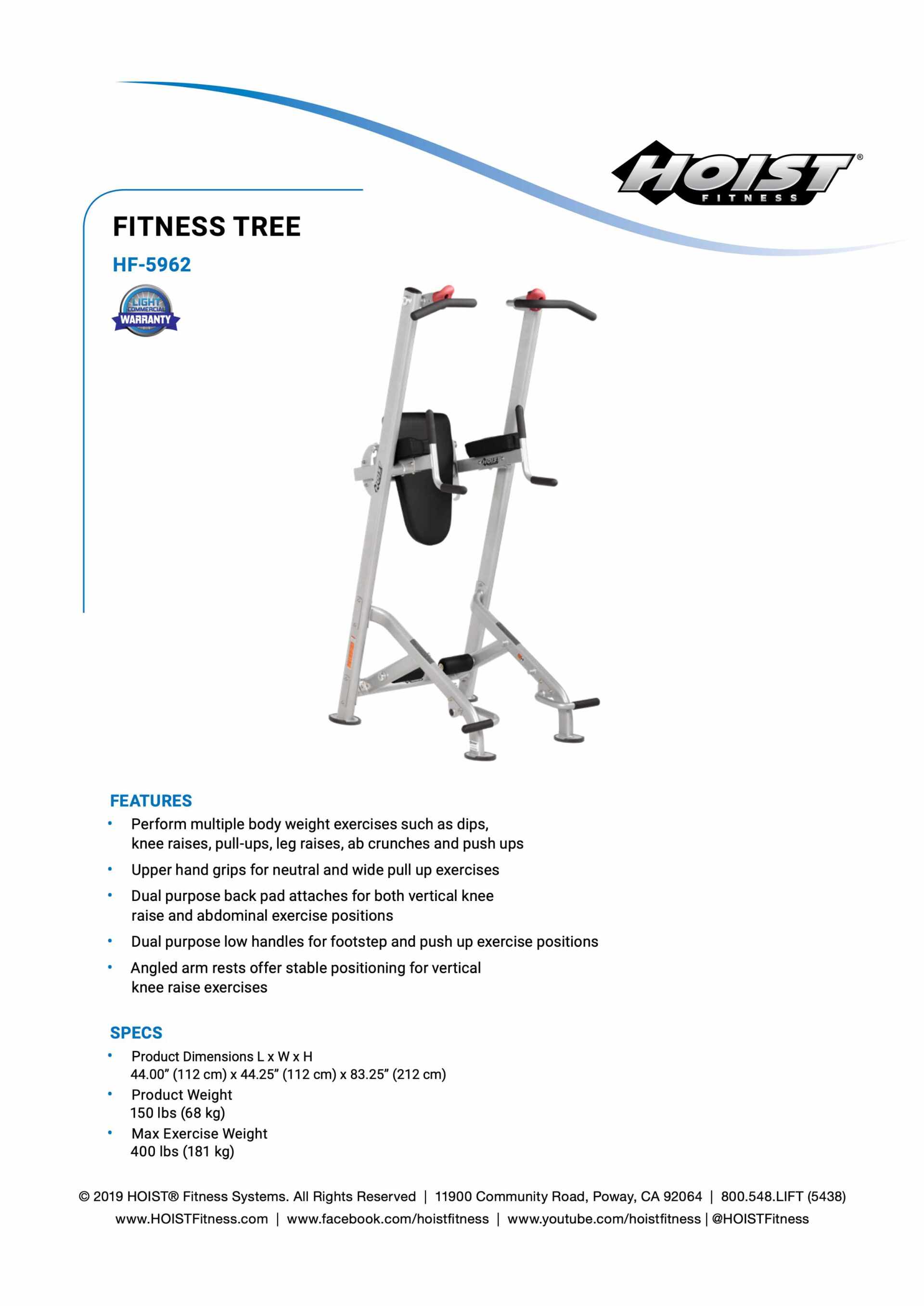 HOIST HF-5962 FITNESS TREE SPECIFICATION SHEET HOIST HF-5962 FITNESS TREE SPECIFICATION SHEET