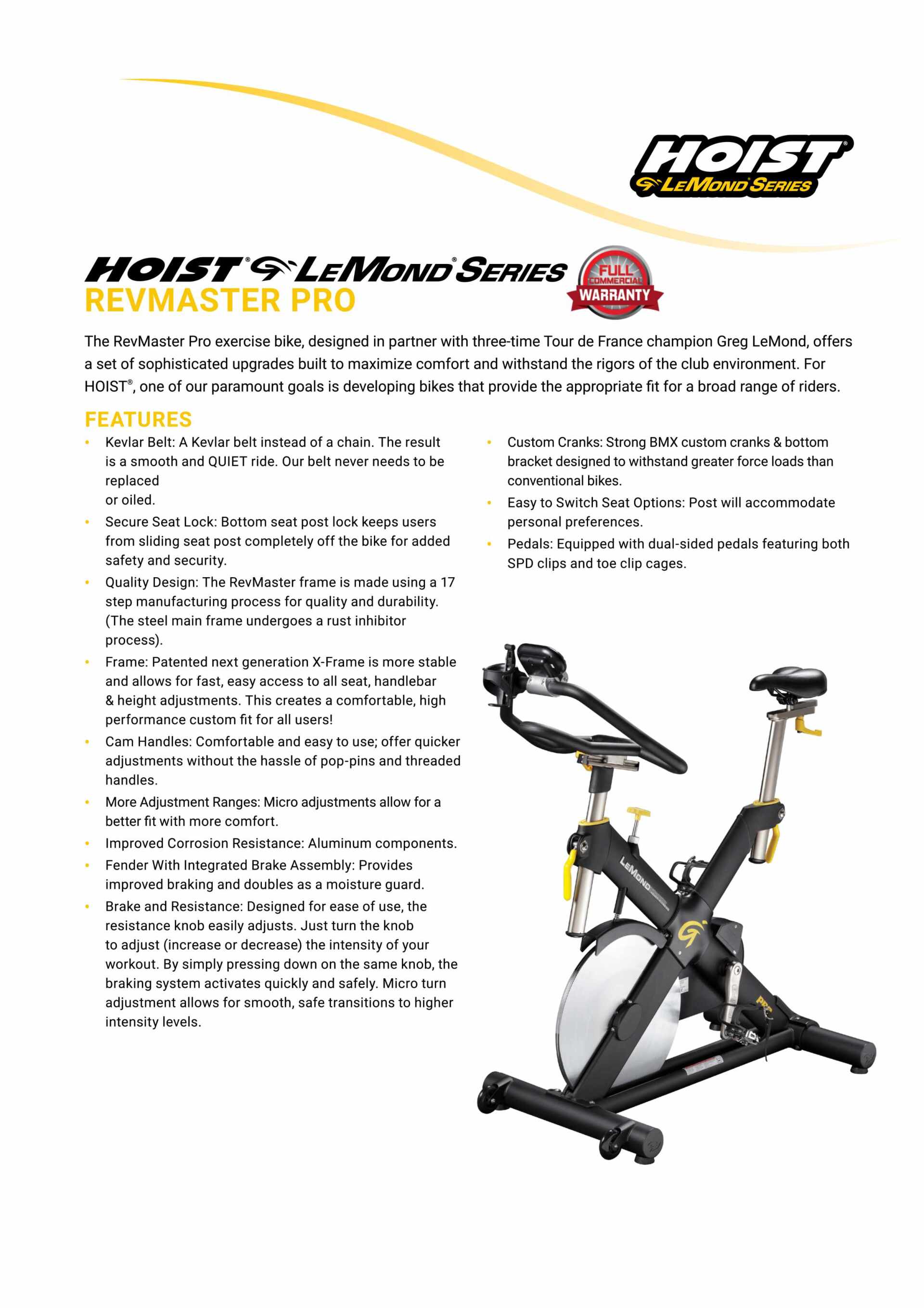 LEMOND L-15300 LEMOND SERIES REVMASTER PRO BIKE SPECIFICATION SHEET LEMOND L-15300 LEMOND SERIES REVMASTER PRO BIKE SPECIFICATION SHEET