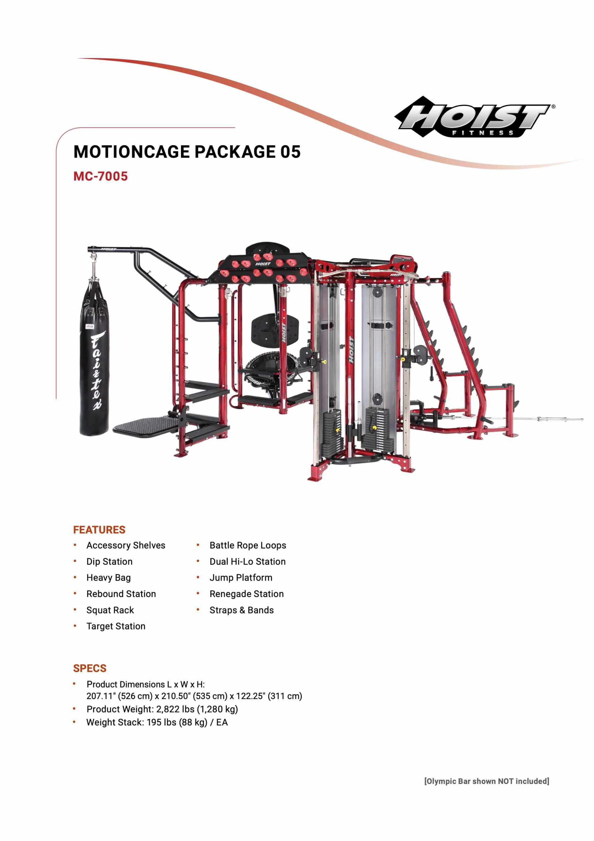 HOIST MC-7005 MOTIONCAGE PACKAGE 5 SPECIFICATION SHEET HOIST MC-7005 MOTIONCAGE PACKAGE 5 SPECIFICATION SHEET