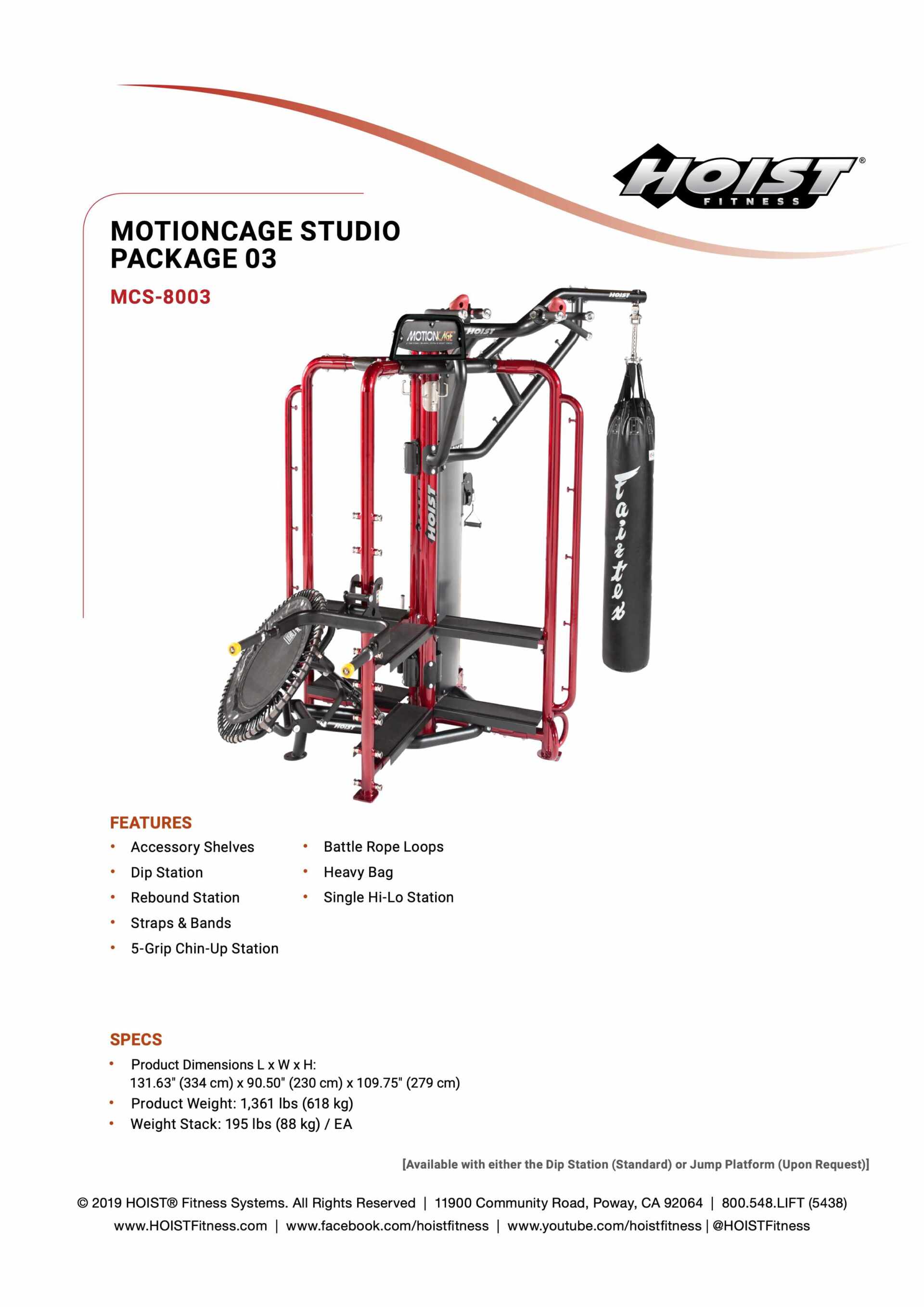 HOIST MCS-8003 MOTIONCAGE STUDIO PACKAGE 3 SPECIFICATION SHEET HOIST MCS-8003 MOTIONCAGE STUDIO PACKAGE 3 SPECIFICATION SHEET