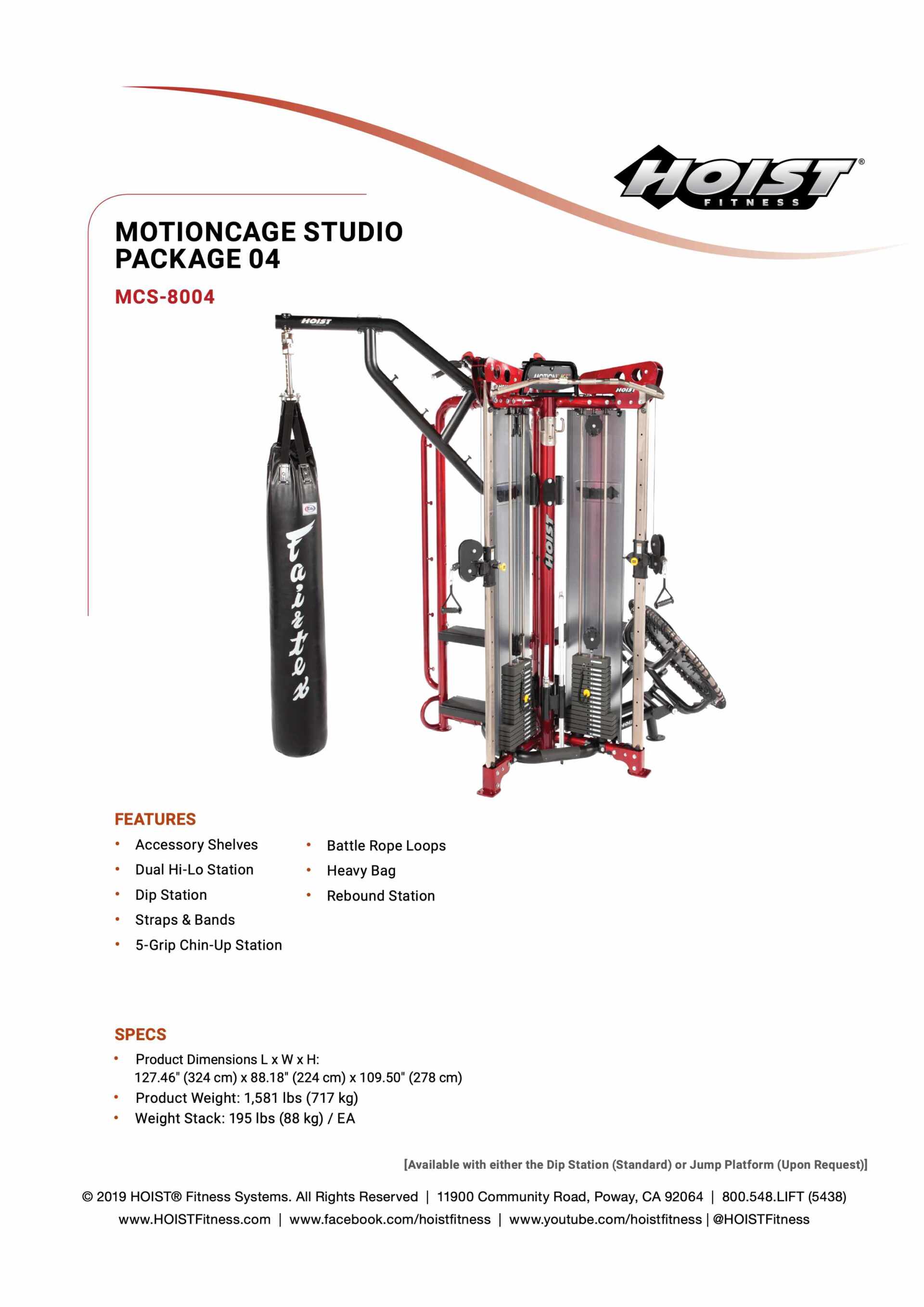 HOIST MCS-8004 MOTIONCAGE STUDIO PACKAGE 4 SPECIFICATION SHEET HOIST MCS-8004 MOTIONCAGE STUDIO PACKAGE 4 SPECIFICATION SHEET
