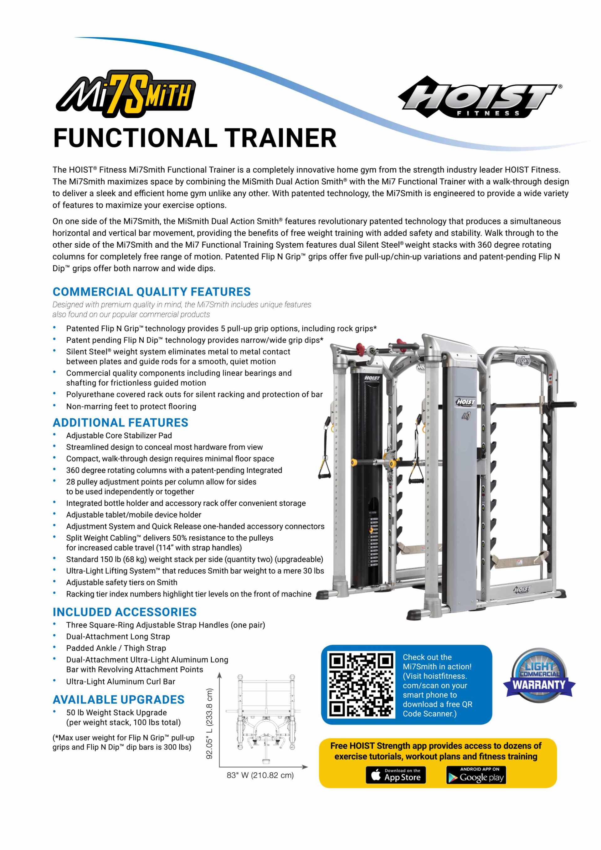 HOIST MI-7 SMITH FUNCTIONAL TRAINER WITH DUAL ACTION SMITH SPECIFICATION SHEET HOIST MI-7 SMITH FUNCTIONAL TRAINER WITH DUAL ACTION SMITH SPECIFICATION SHEET