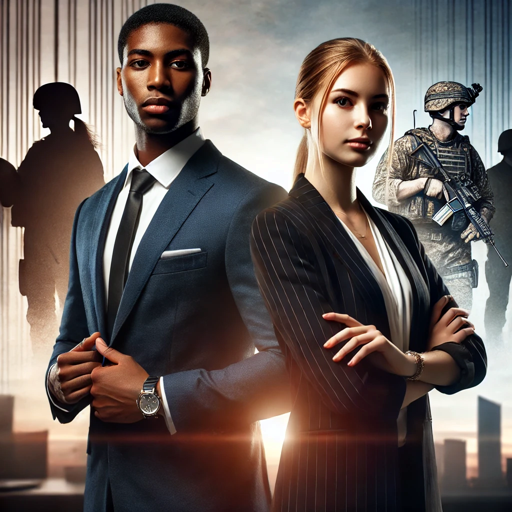 an African American male and an American female entrepreneur with military backgrounds.