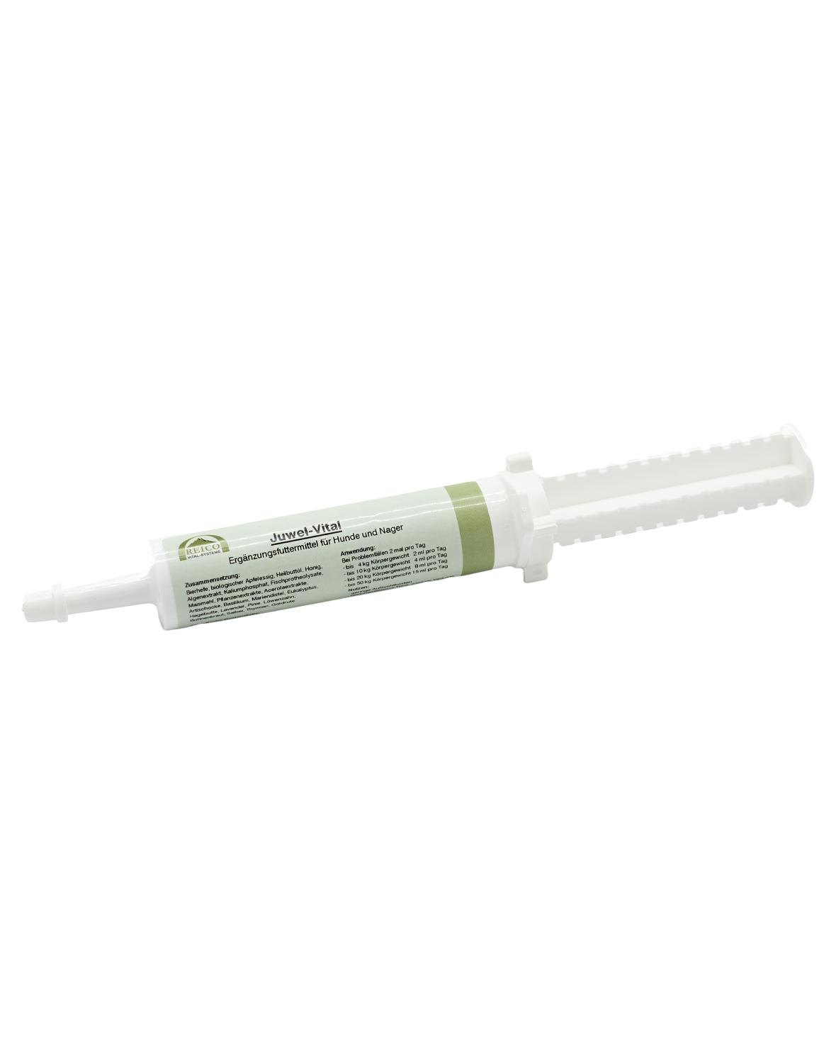 Bierhefe, biologischer Apfelessig, Heilbuttöl, Honig, Algenextrakt, Kaliumphosphat, Fischprotheolysate, Maismehl, Pflanzenextrakte, Acerolaextrakte, Artischocke, Basilikum, Mariendistel, Eukalyptus, Hagebutte, Lavendel, Pinie, Löwenzahn, Bohnenkraut, Salbei, Thymian, Goldrute. Analytische Bestandteile: Rohprotein 14,00 % Fettgehalt 3,00 % Rohfaser 1,00 % Rohasche 6,00 % Feuchtigkeit 75,00 %