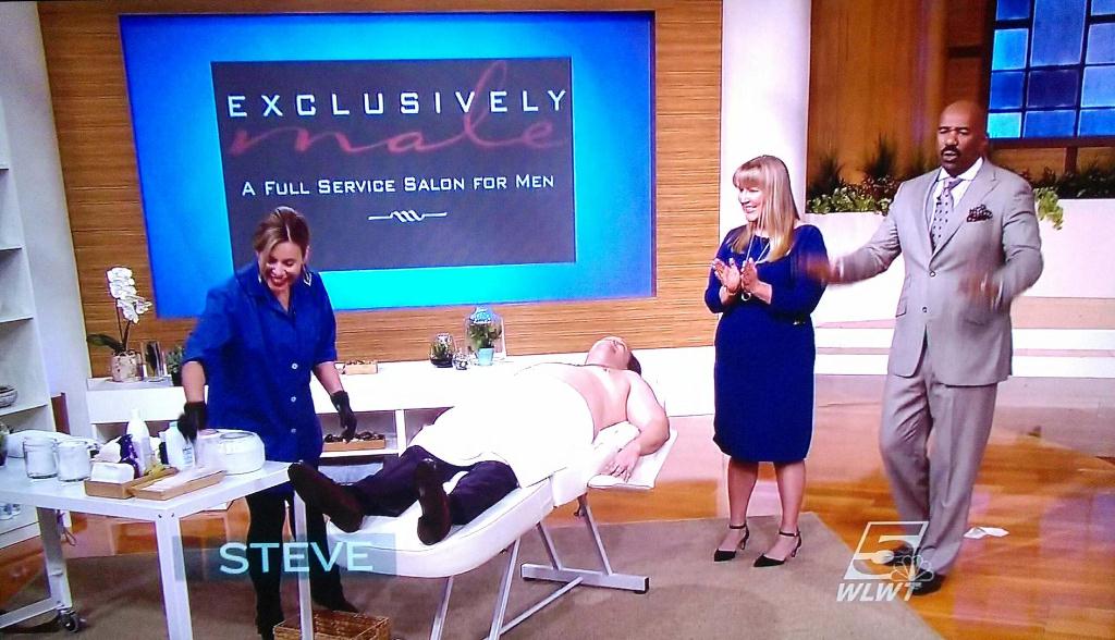 Exclusively Male Salon waxing services on the Steve Harvey Show