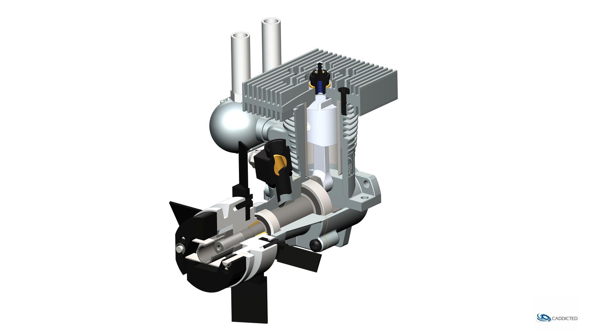 CAD-Bild Motor HB-25H, Ansicht #12 Vorne-Rechts, Detail Schnittbild CAD-Bild Motor HB-25H, Ansicht #12 Vorne-Rechts, Detail Schnittbild, Format UHD-4096x2304