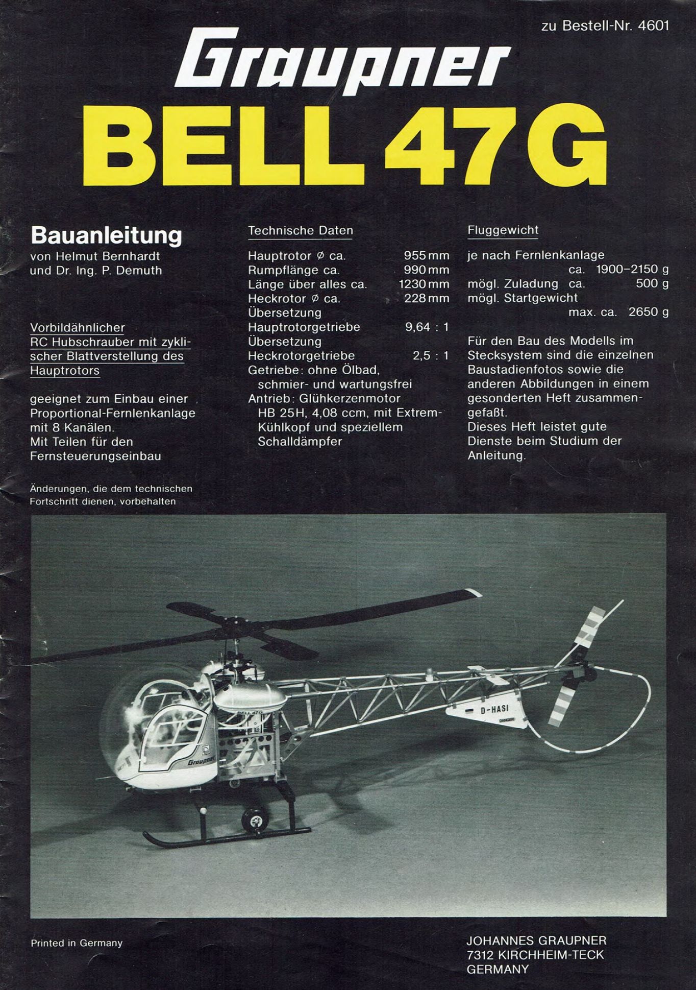 PDF-Dokument Graupner BELL-47G Land mit Motor HB-25H, Bauanleitung PDF-Dokument Graupner BELL-47G Land mit Motor HB-25H, Bauanleitung, Artikel-Nr.: 4601, Deutsch, 18 Seiten