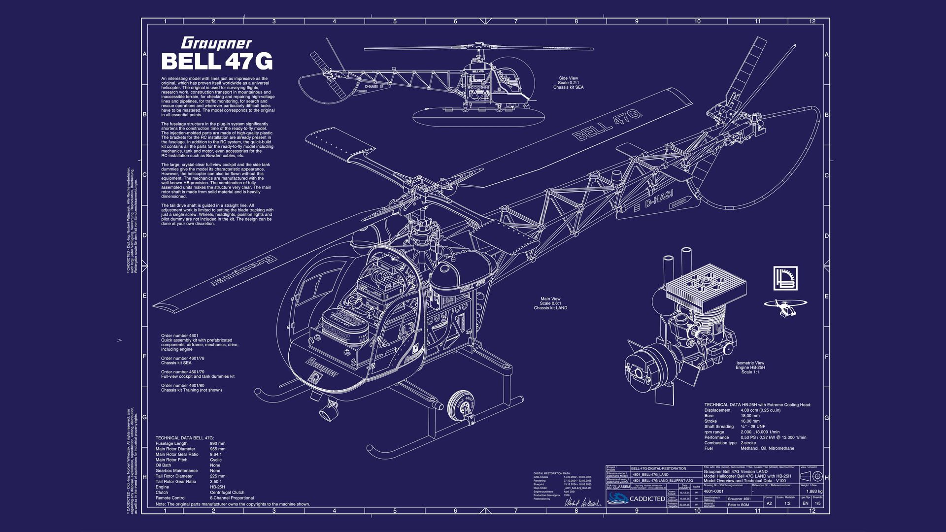 Blueprint Graupner BELL-47G with engine HB-25H, page 1-5, type overview, introductory text Blueprint Graupner BELL-47G with engine HB-25H, page 1-5, type overview, introductory text, format HD-1920x1080