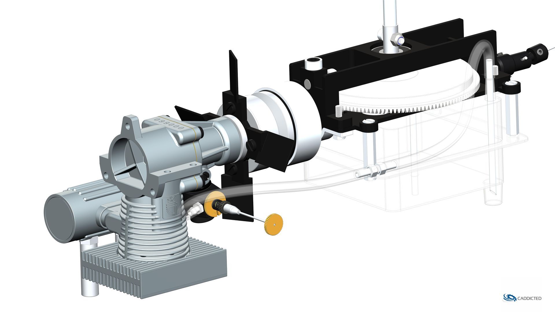 CAD-Bild Graupner BELL-47G Land mit Motor HB-25H, Ansicht #98 Vorne-Links, Detail Powertrain CAD-Bild Graupner BELL-47G Land mit Motor HB-25H, Ansicht #98 Vorne-Links, Detail Powertrain, Format UHD-4096x2304
