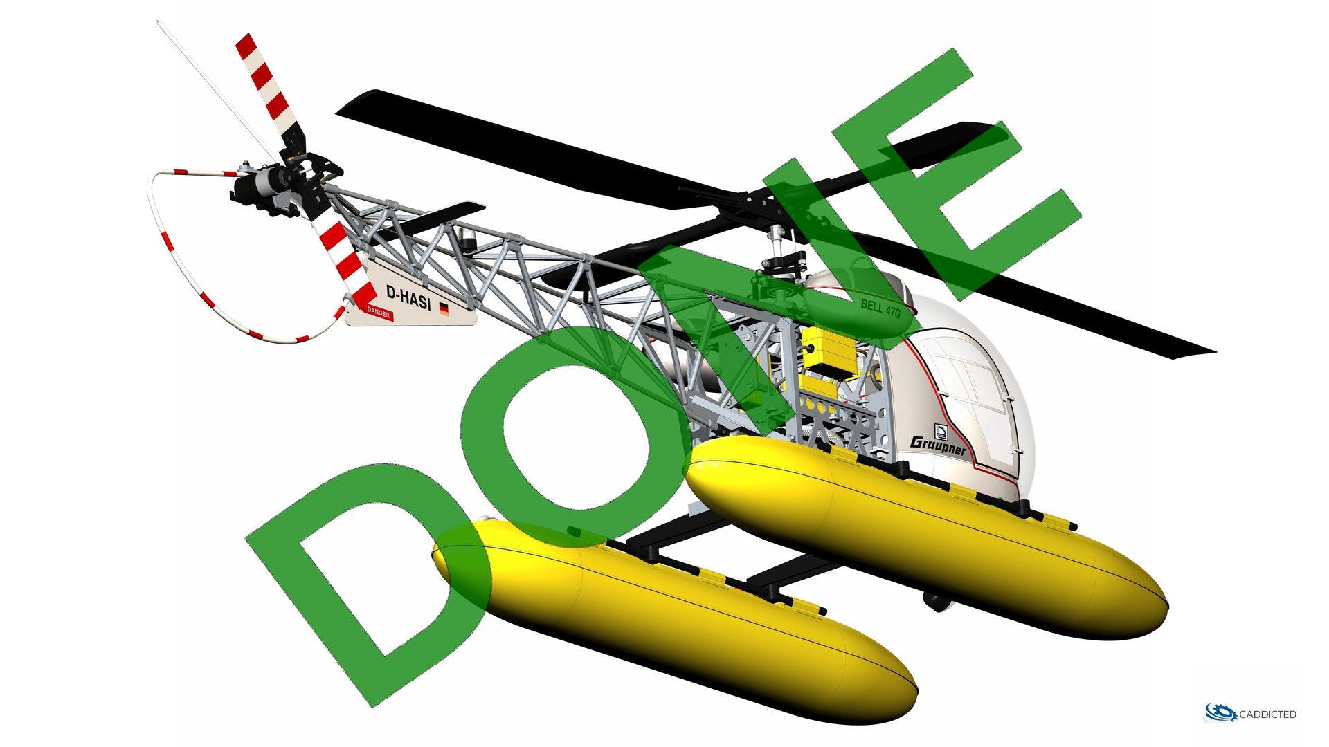 CAD-Bild Graupner BELL-47G Land mit Motor HB-25H, Ansicht #08 Spezial 2, Farbschema Graupner original, Status DONE CAD-Bild Graupner BELL-47G Land mit Motor HB-25H, Ansicht #08 Spezial 2, Farbschema Graupner original, Status DONE, Format HD-1920x1080