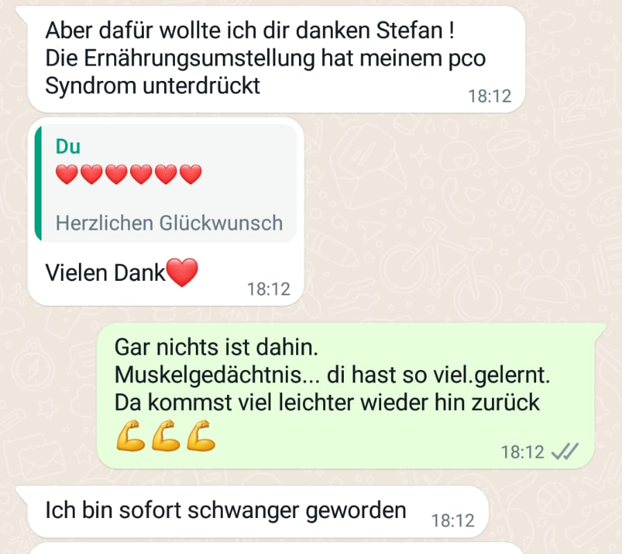 WhatsApp-Kontakt zwischen Diana und Assmus Athletics - sofort schwanger nach Ernährungsumstellung WhatsApp-Kontakt zwischen Diana und Assmus Athletics