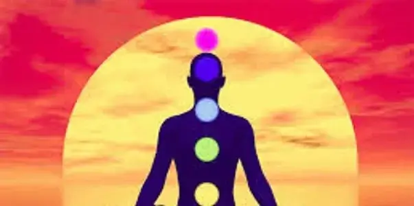 picture of chakras infront of setting sun