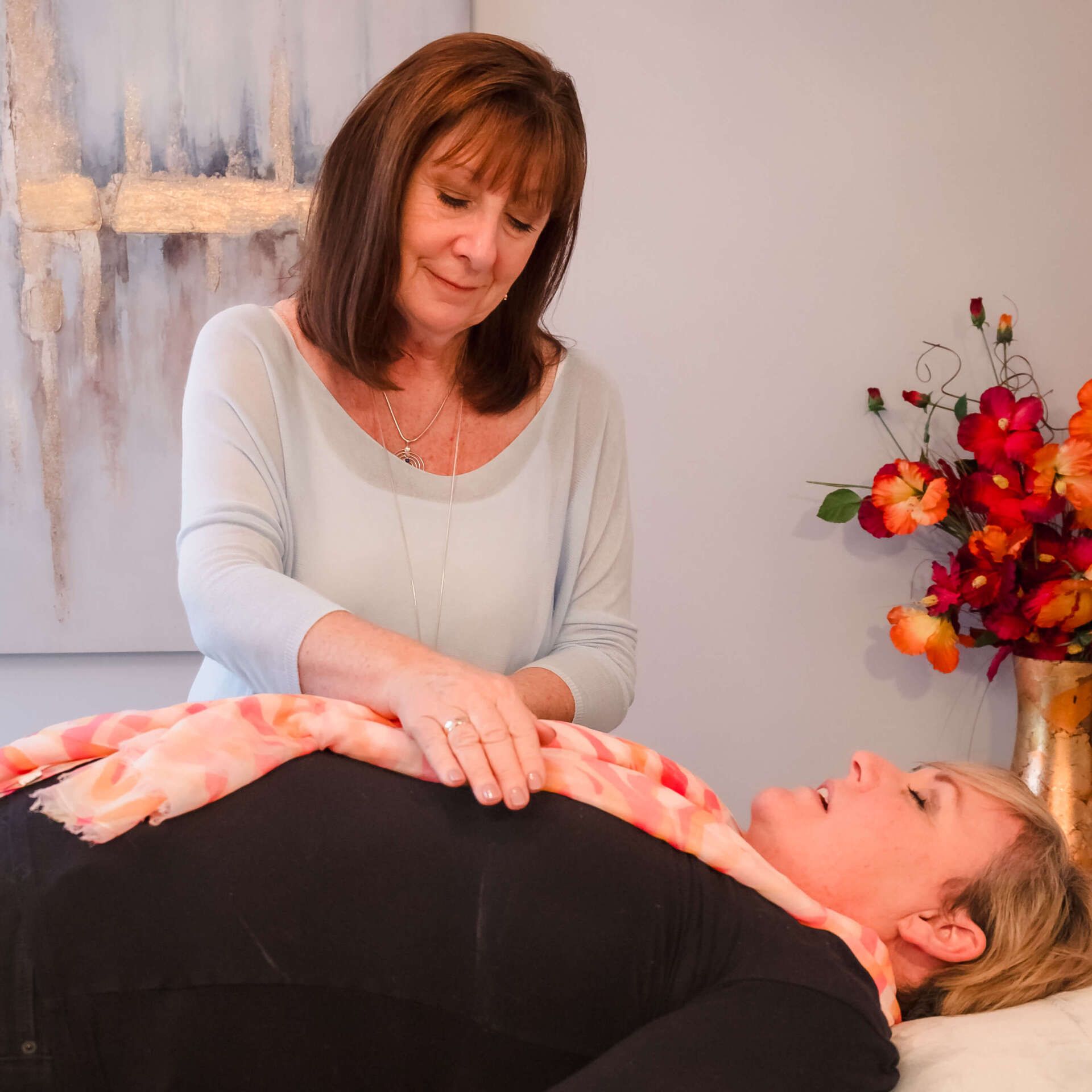 Reiki healing position over chest