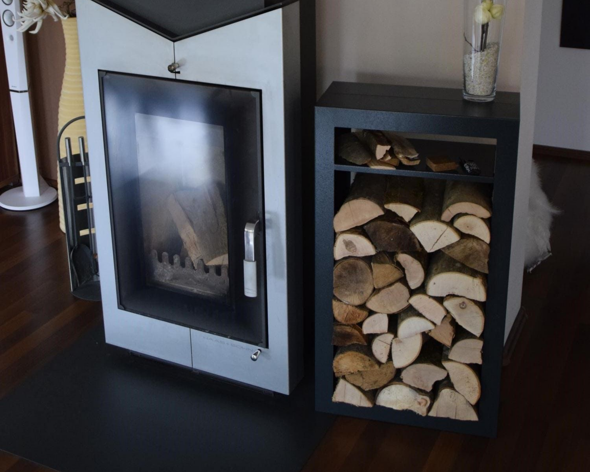 Kaminholzregal Innen Rechteck mit Fach Anthrazit pulverbeschichtet