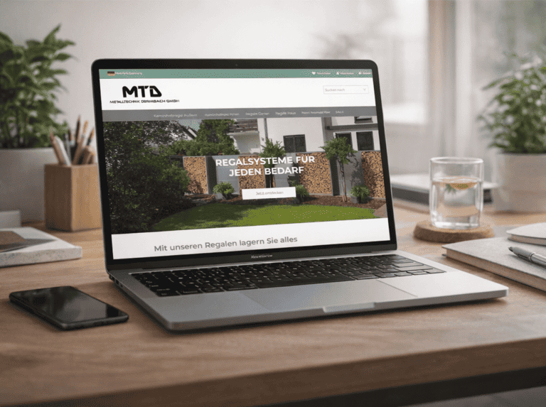 Metalltechnik Dermbach Shop für Regale auf einem Laptop