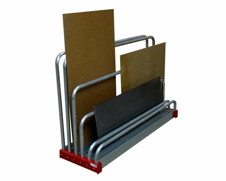 Restspückregal mit Bügeln zur Lagerung von großen und kleinen Platten