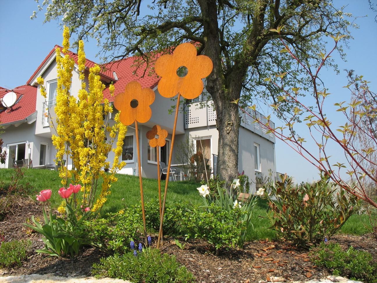 Cortenstahl Blumen Set als Gartendeko