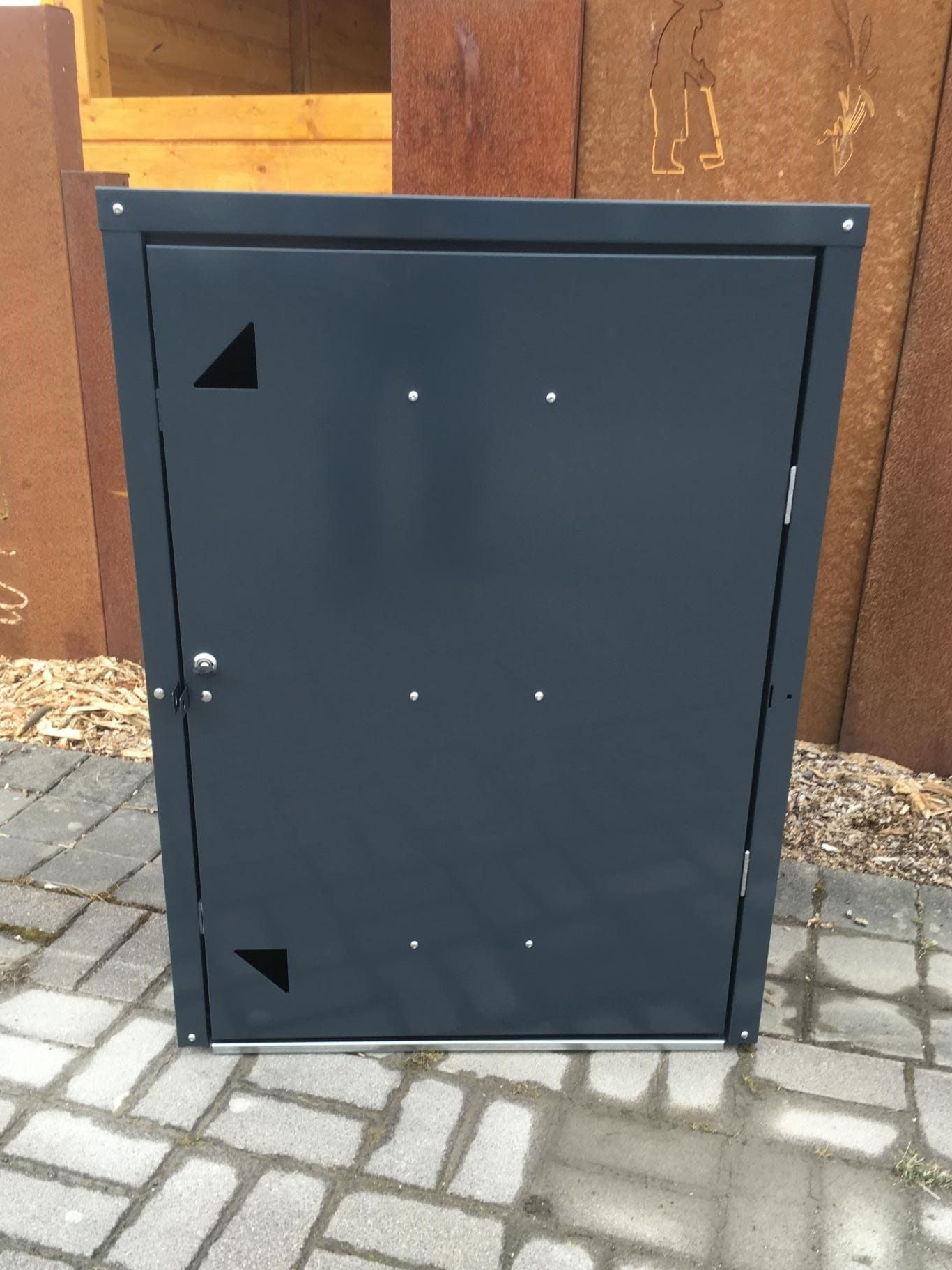 Metall Rollatorbox in Anthrazit zur Überdachung von einem Rollator